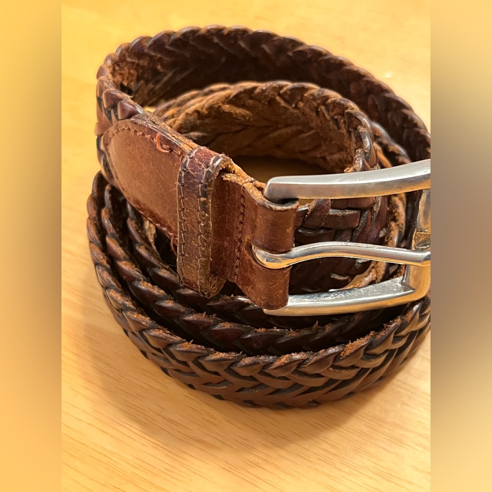 Braided Leather Vintage Belt for Men made in England sz 38 1.25 inch wide